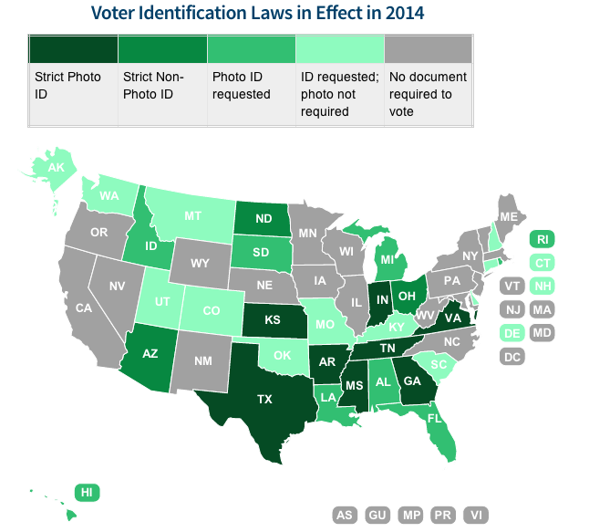 Vote ID Laws by state