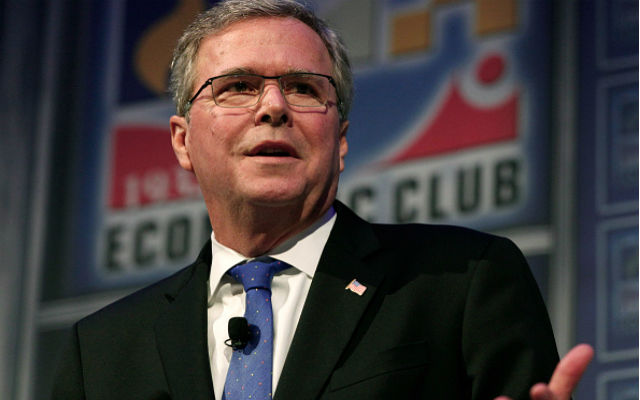 Former Florida Governor Jeb Bush speaks at the Detroit Economic Club February 4, 2015 in Detroit, Michigan. Bush, the son of former republican President George H.W. Bush and the brother of former republican President George W. Bush, is considering becoming a republican candidate for the 2016 presidential election. (Photo by Bill Pugliano/Getty Images)