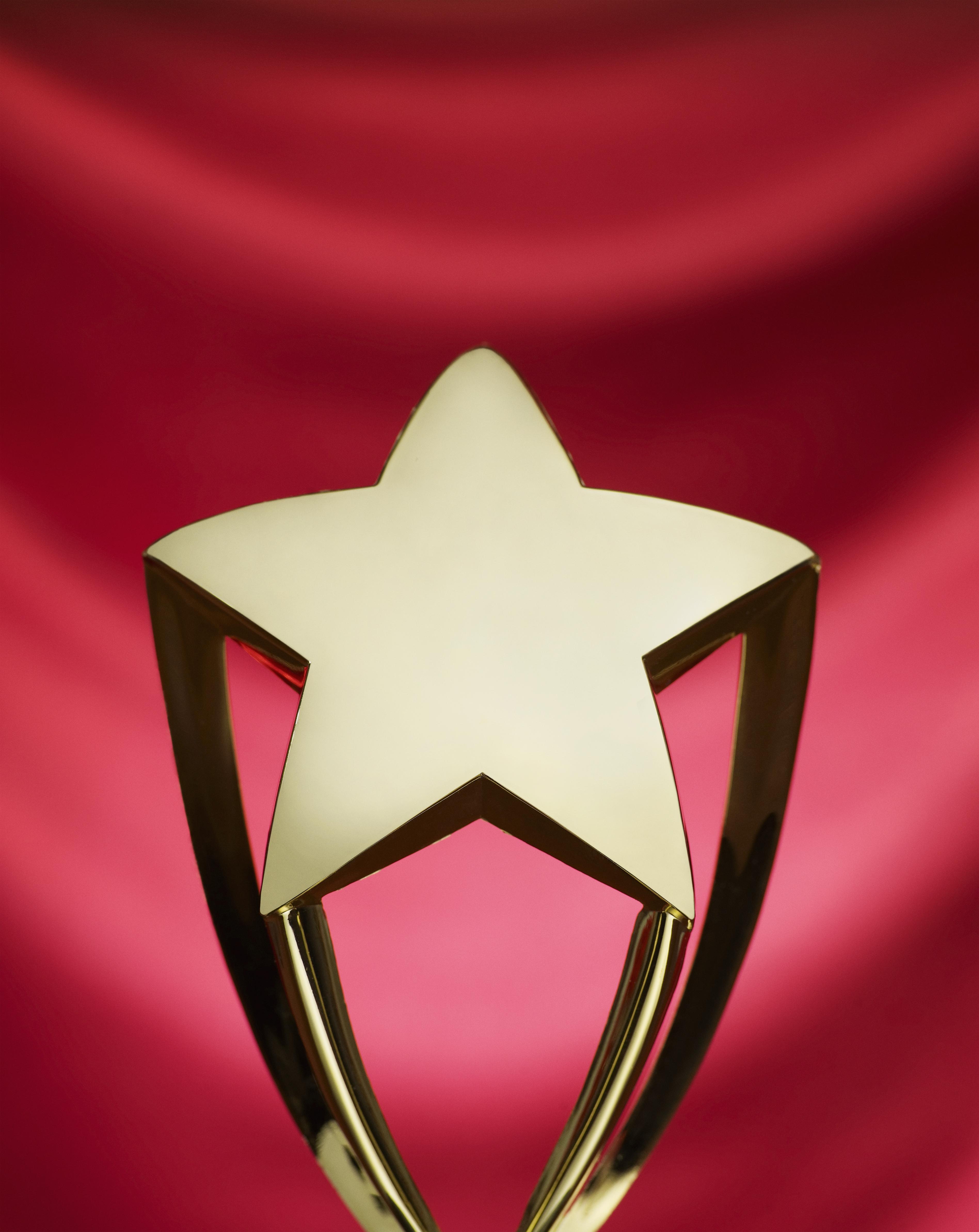 close up of gold star trophy