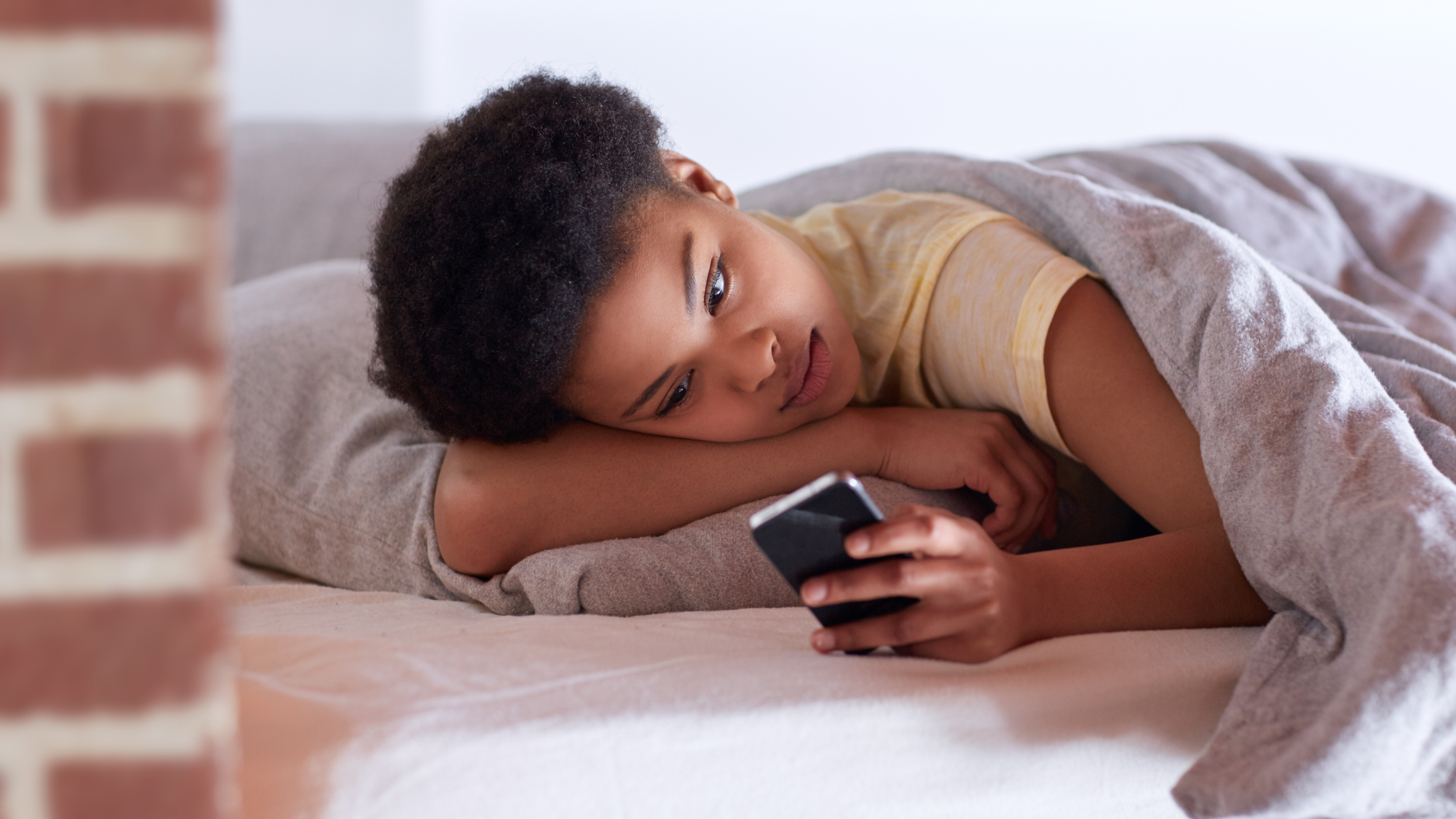 Going through her inbox in the morning