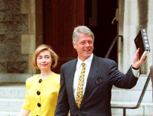 US President Bill Clinton and First Lady Hillary w