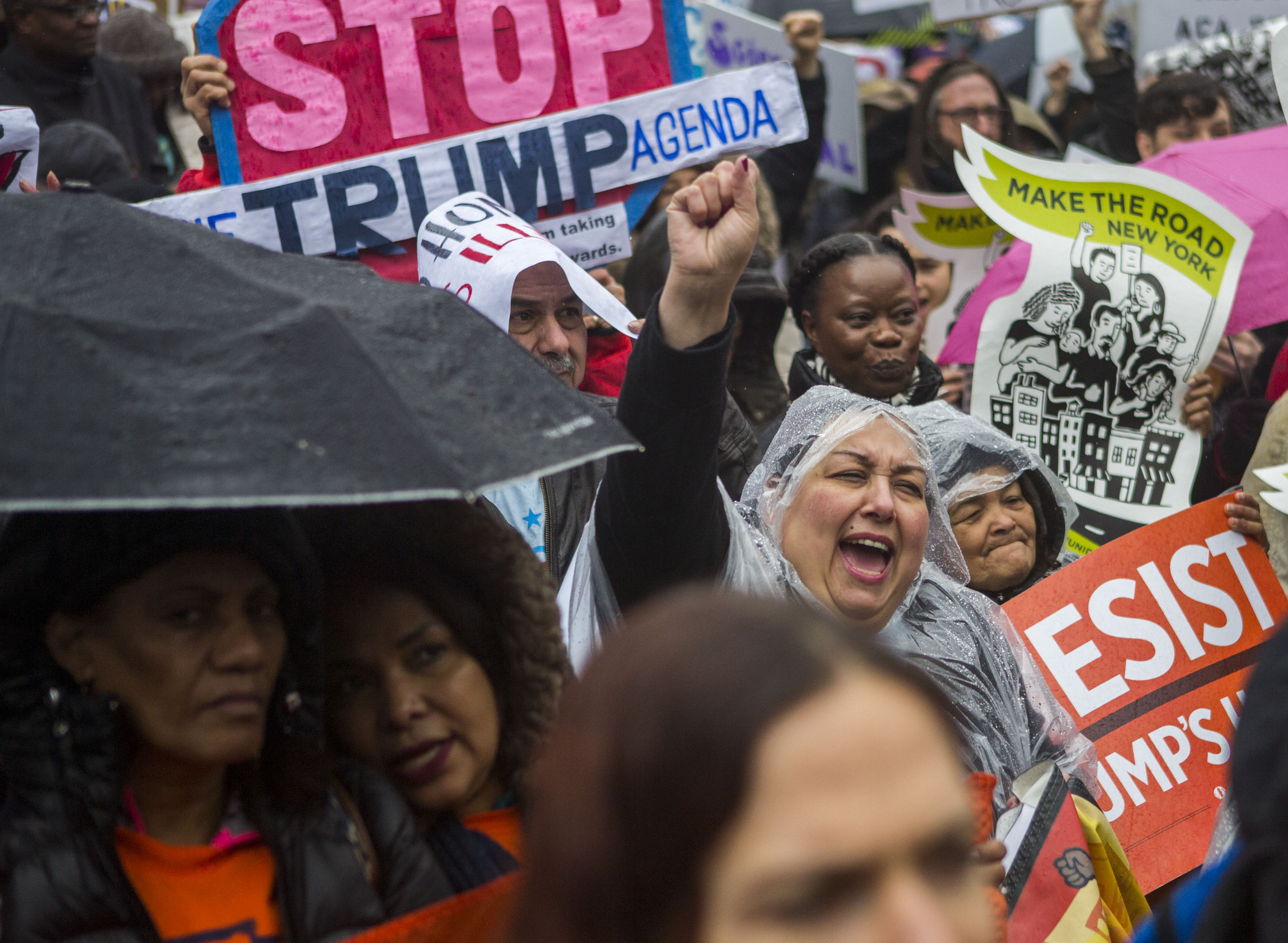 Activists Rally Outside GOP Retreat In Philadelphia During Trump Visit