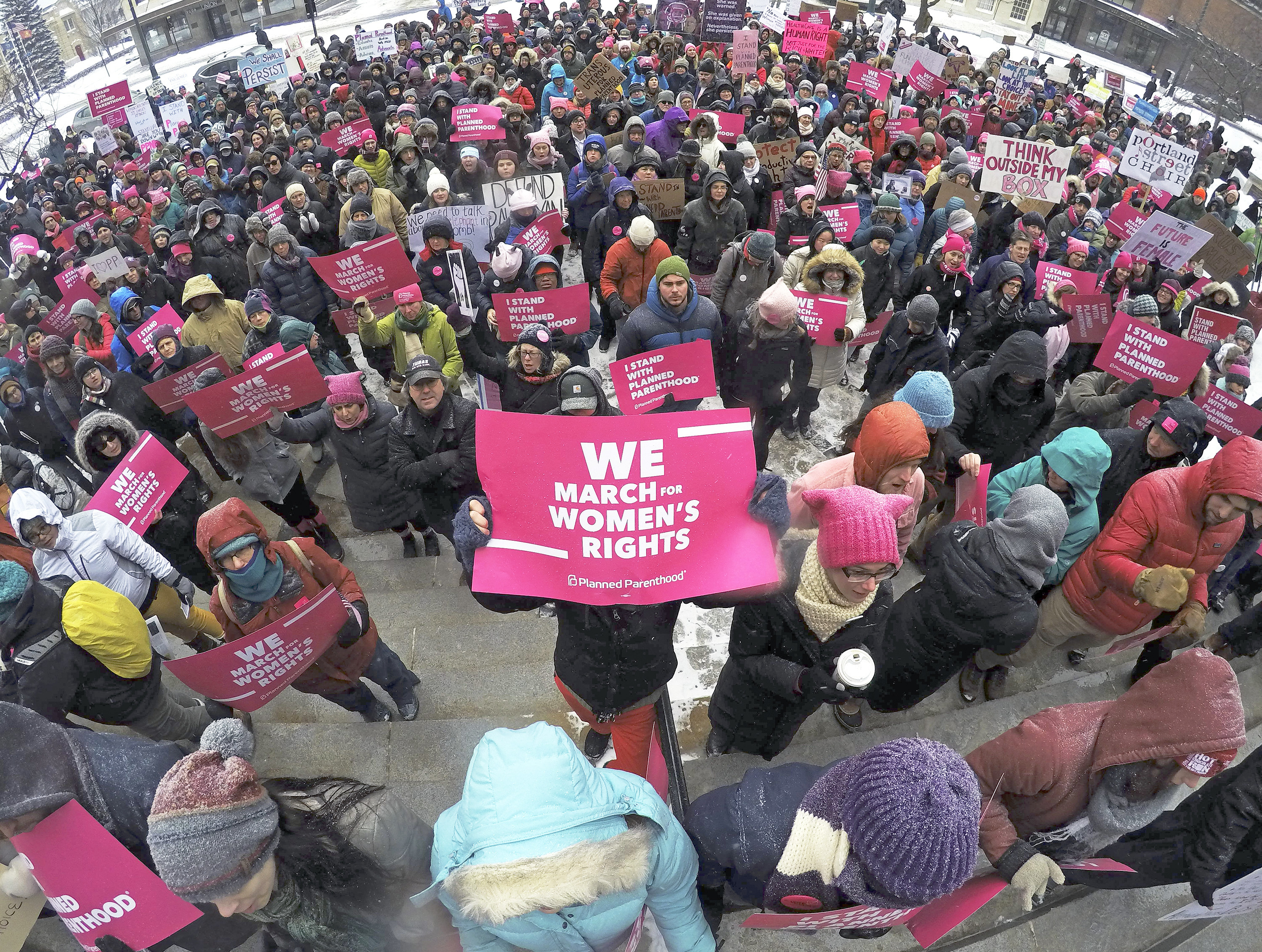 Pro-choice demonstrators brave winter storm