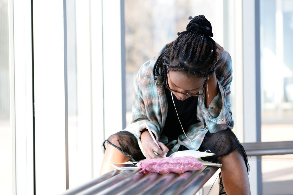 Young writer at work