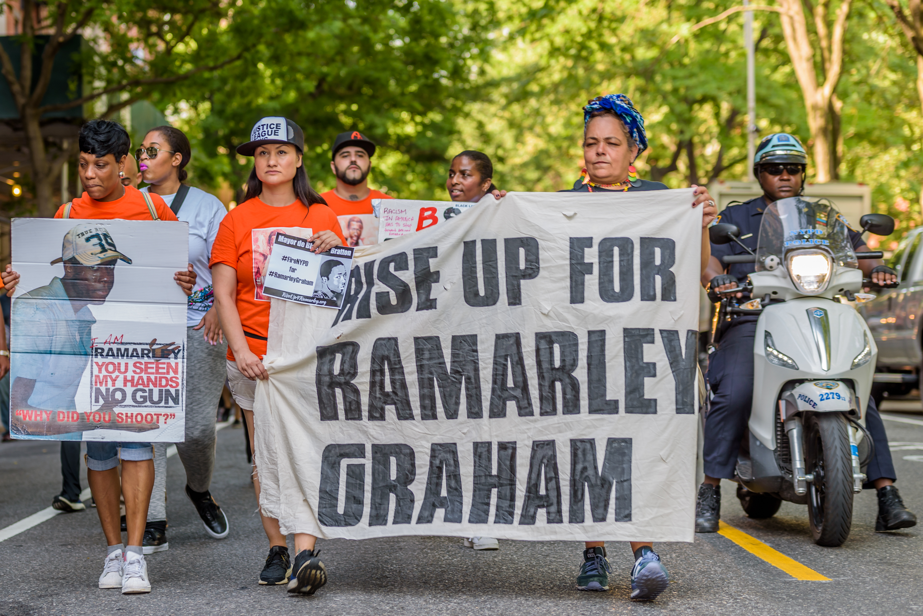 Members of Justice League NYC, advocacy groups and the...