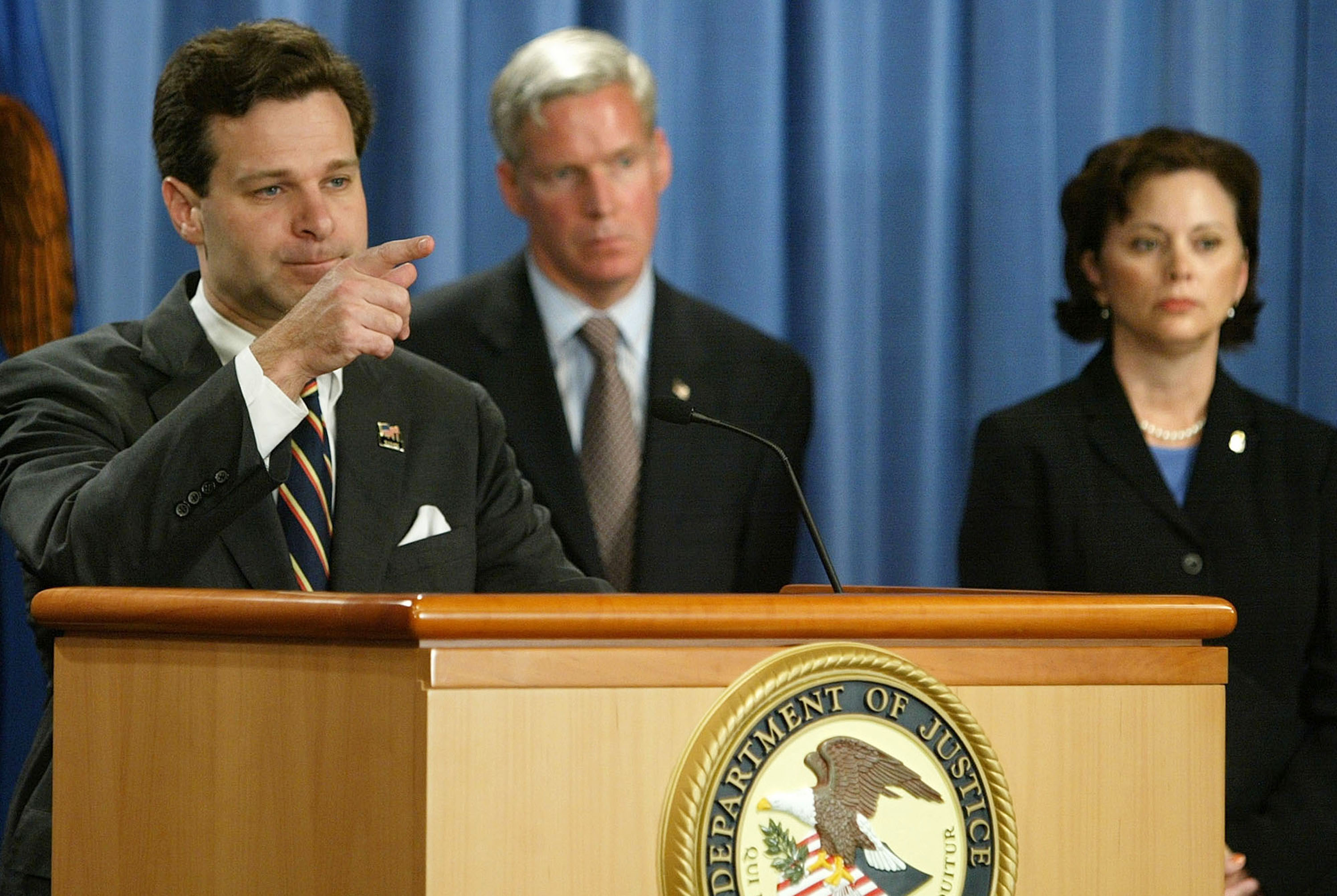 Assistant U.S. Attorney General Christopher Wray announces indictment