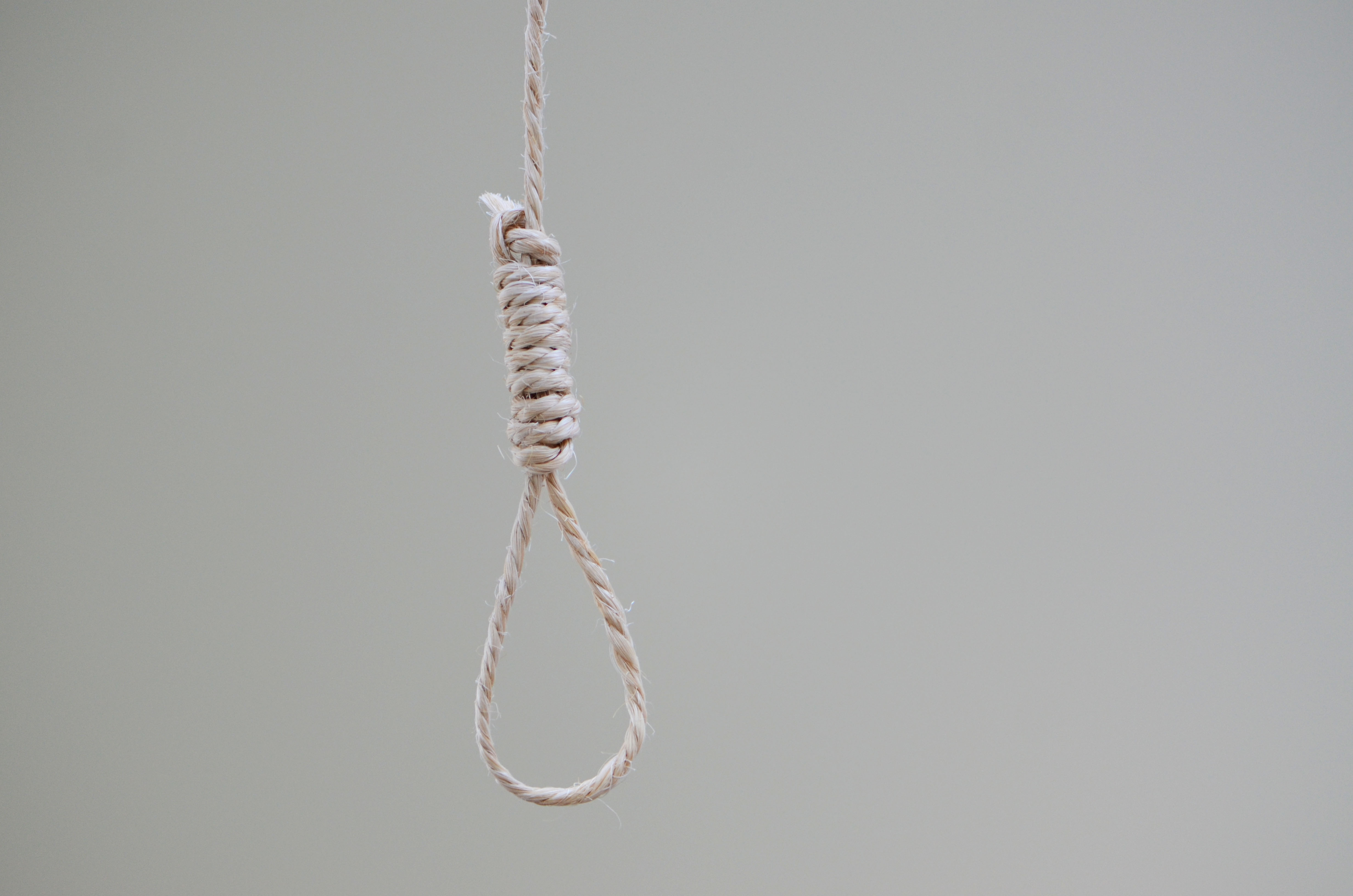 Hanging Noose Rope Against White Background