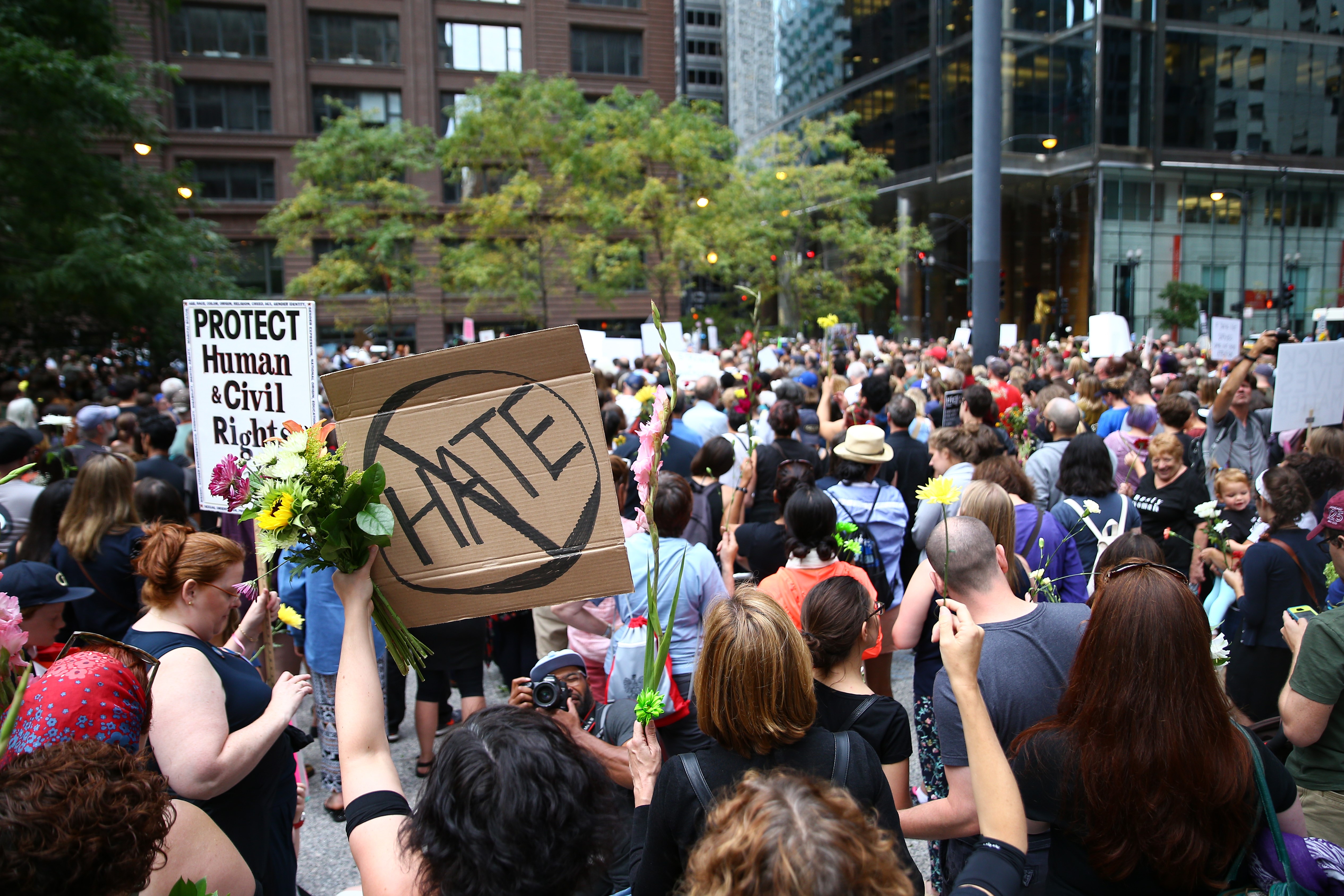 Protest in Chicago Against Violence in Charlottesville