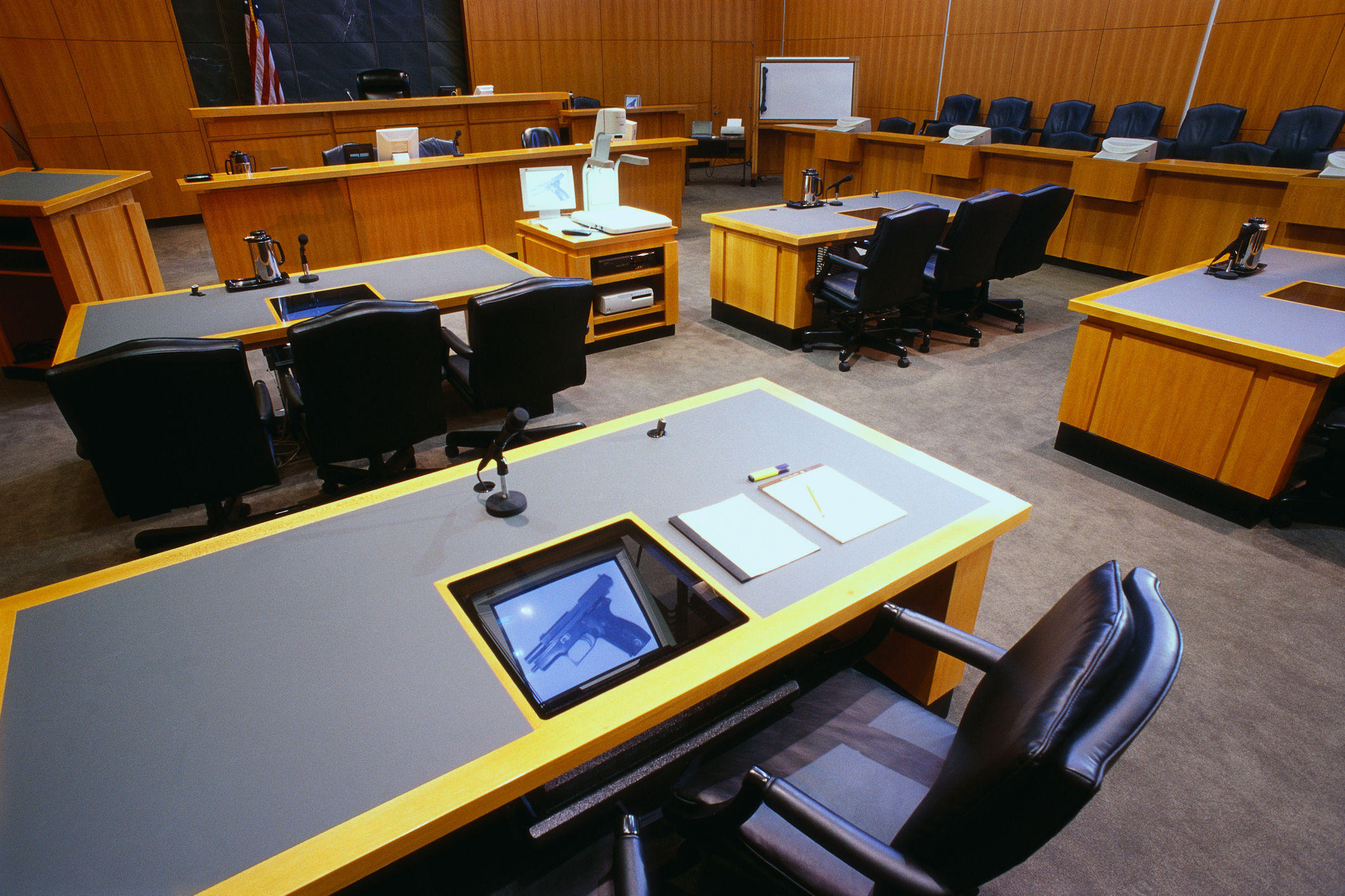 Interior of Courtroom with Computers