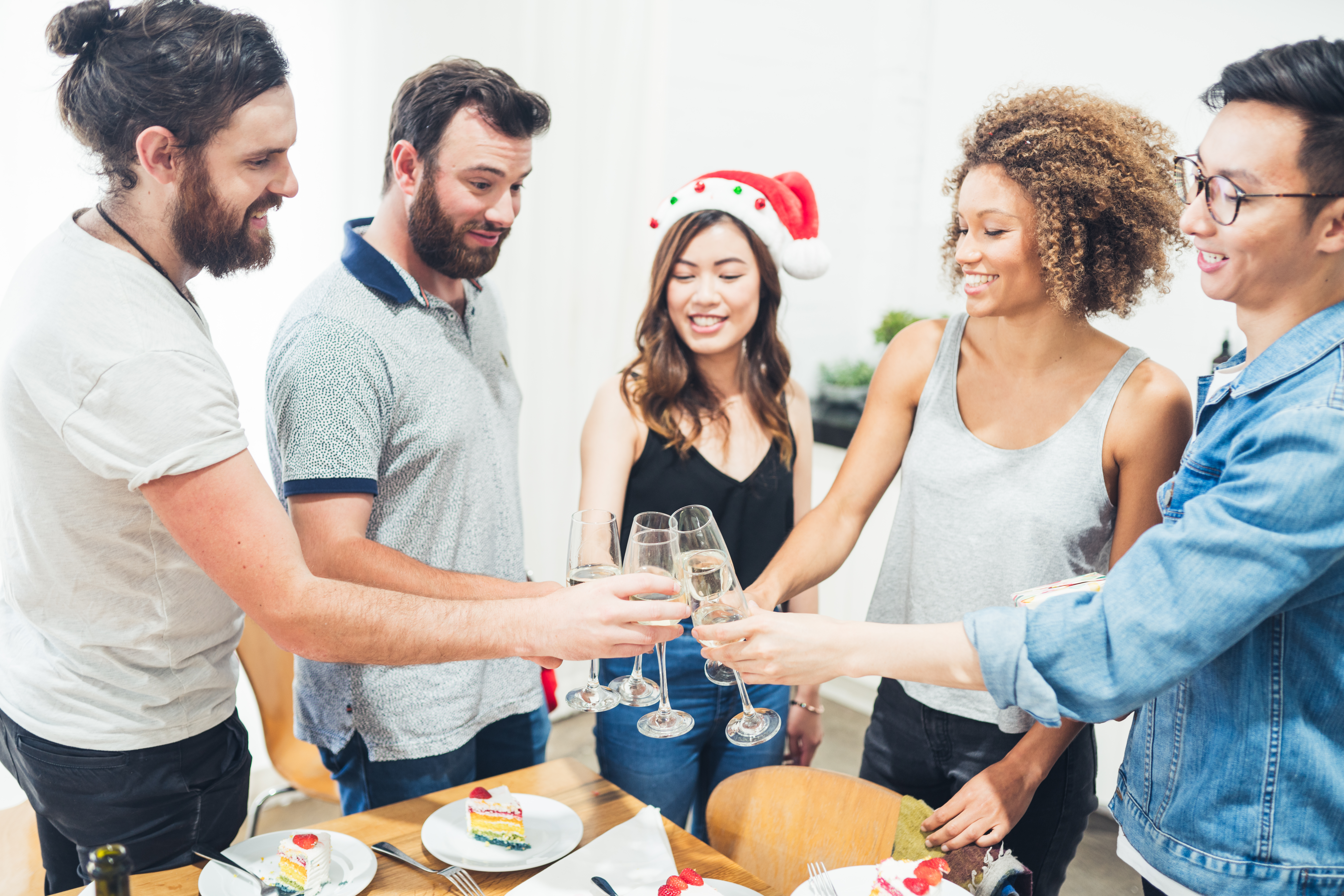 Friends having fun and a celebratory toast.