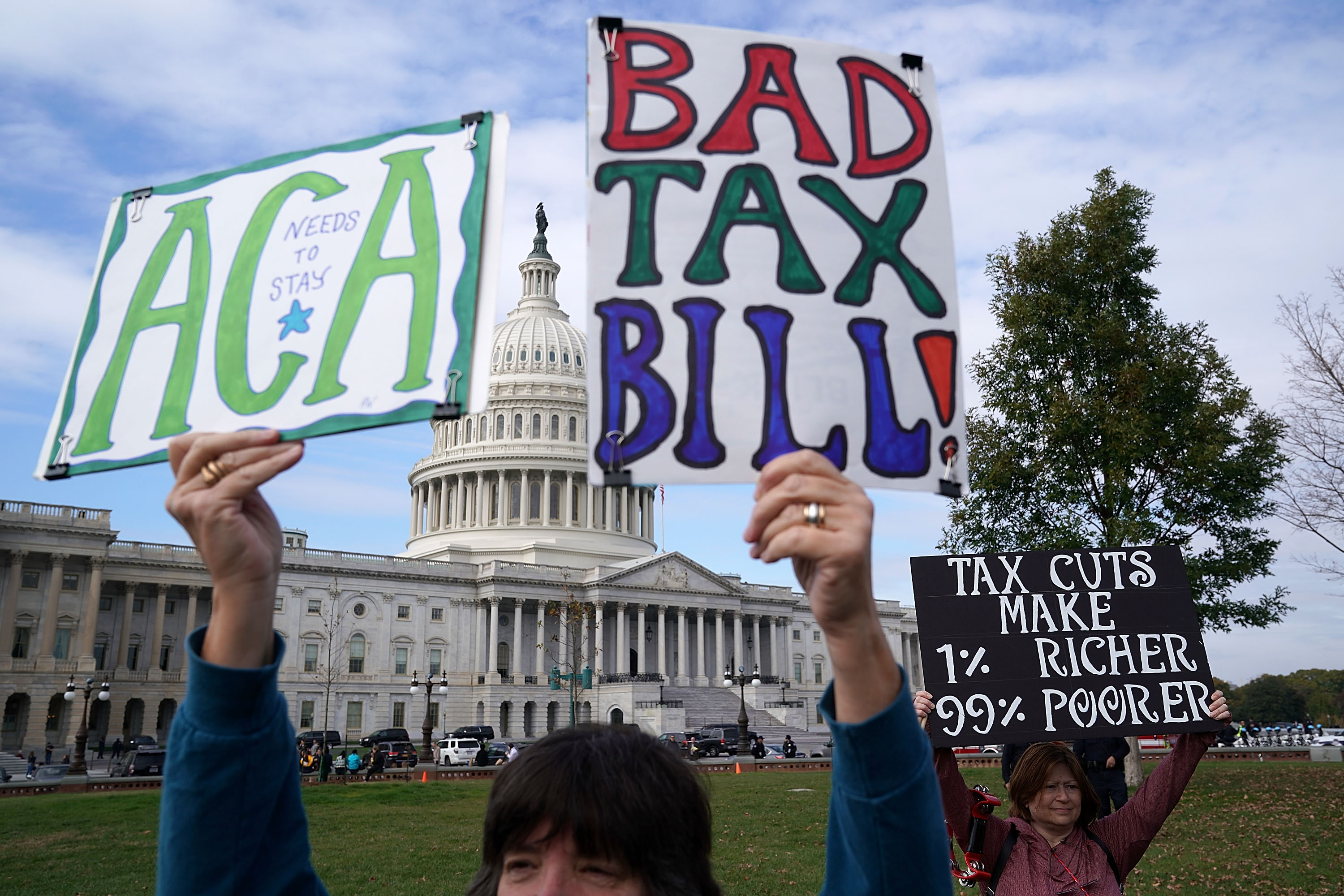 Congressional Democrats Speak At Rally Protesting GOP Tax Bill On Capitol Hill