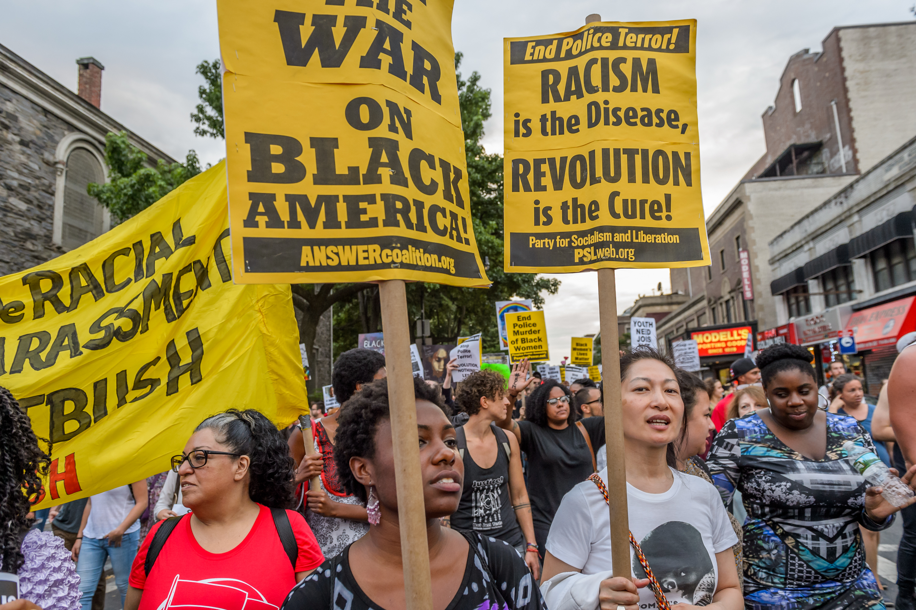 About a thousand Black Lives Matter activists rally at the...