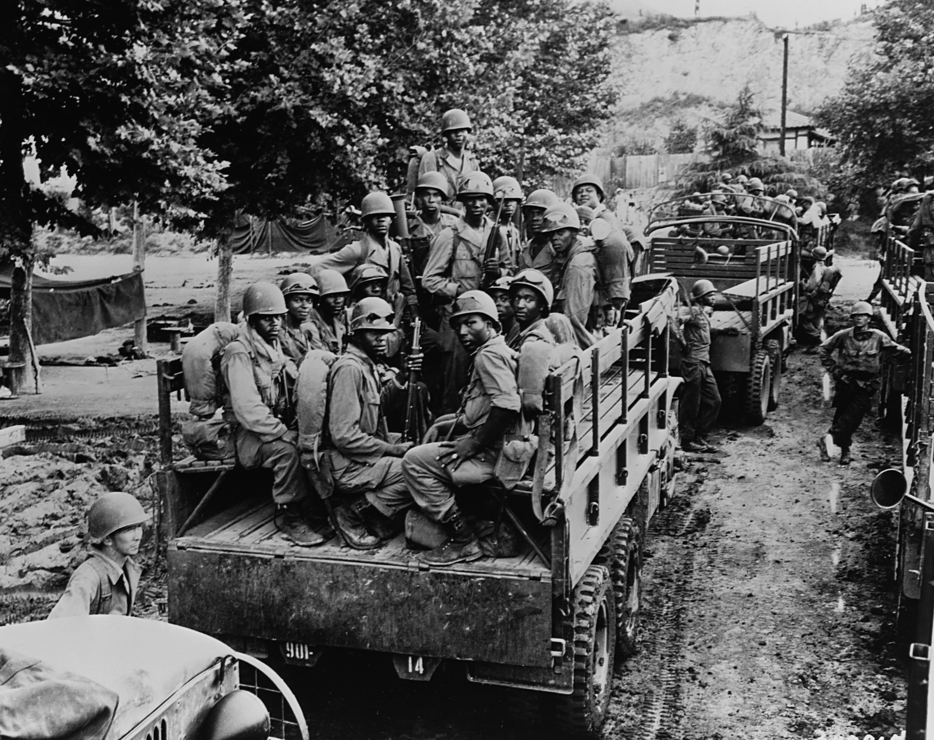 Black Soldiers in Truck