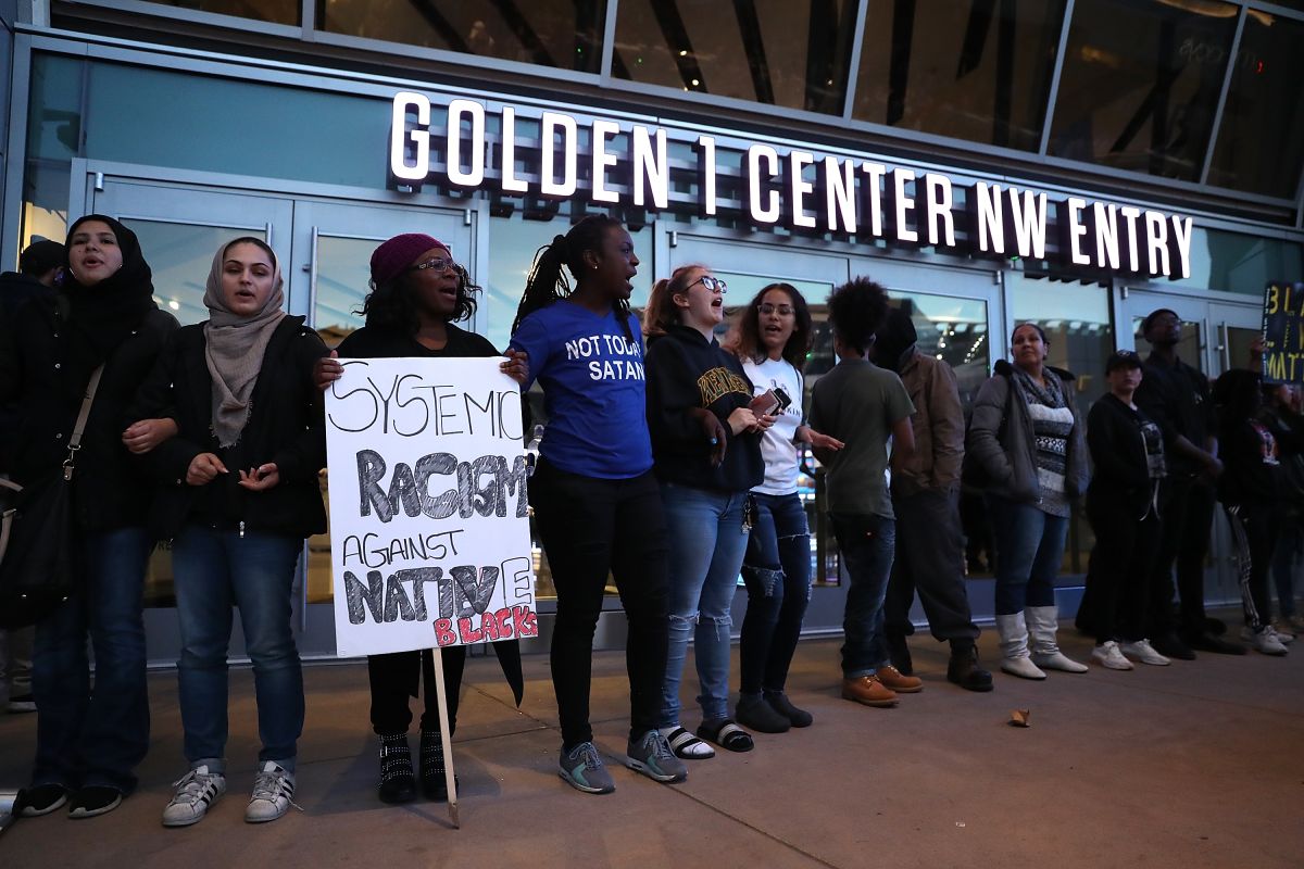 Demonstrators Protest Against Recent Sacramento Police Shooting Of Unarmed Black Man