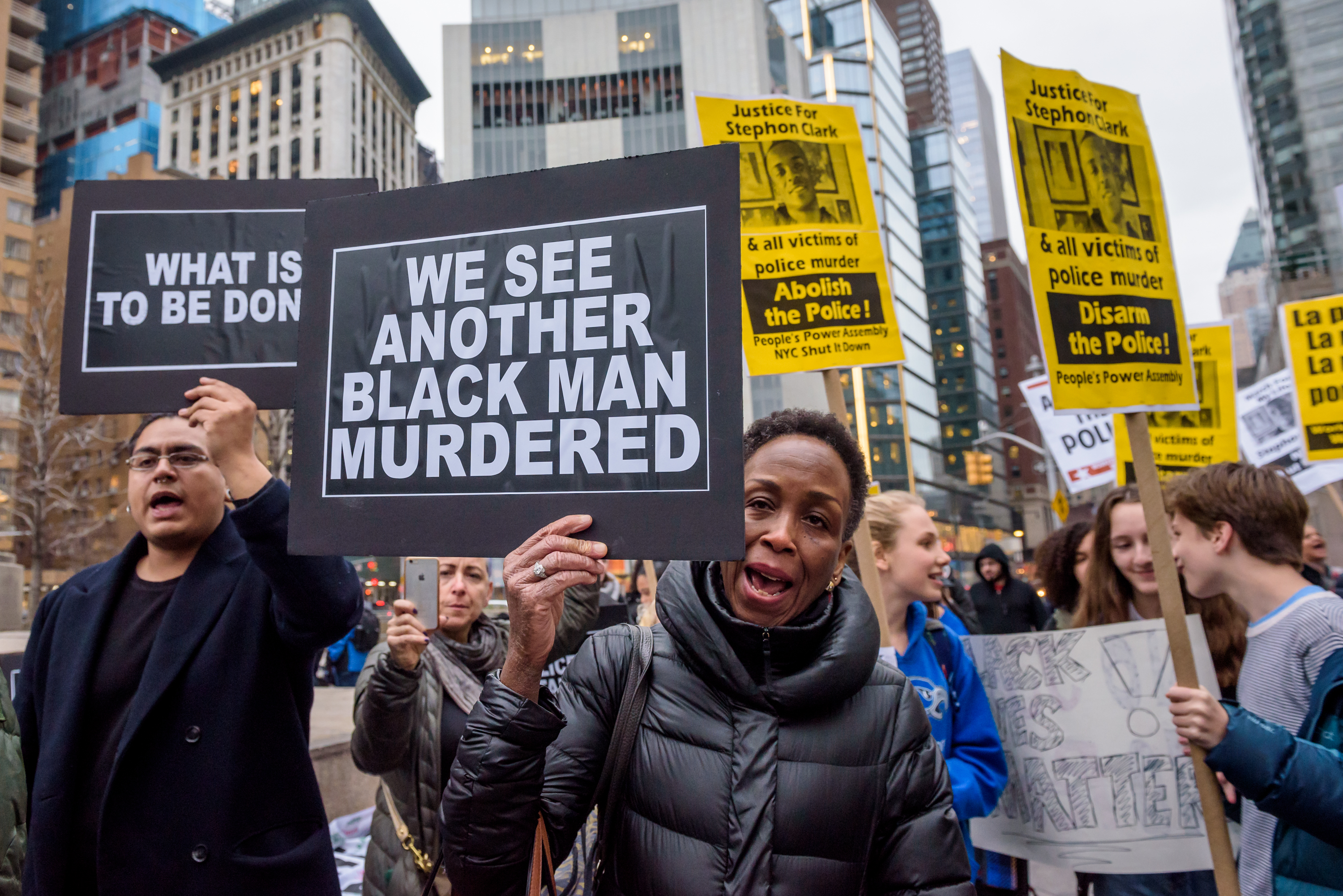 Hundreds of people took to the streets to protest in New...