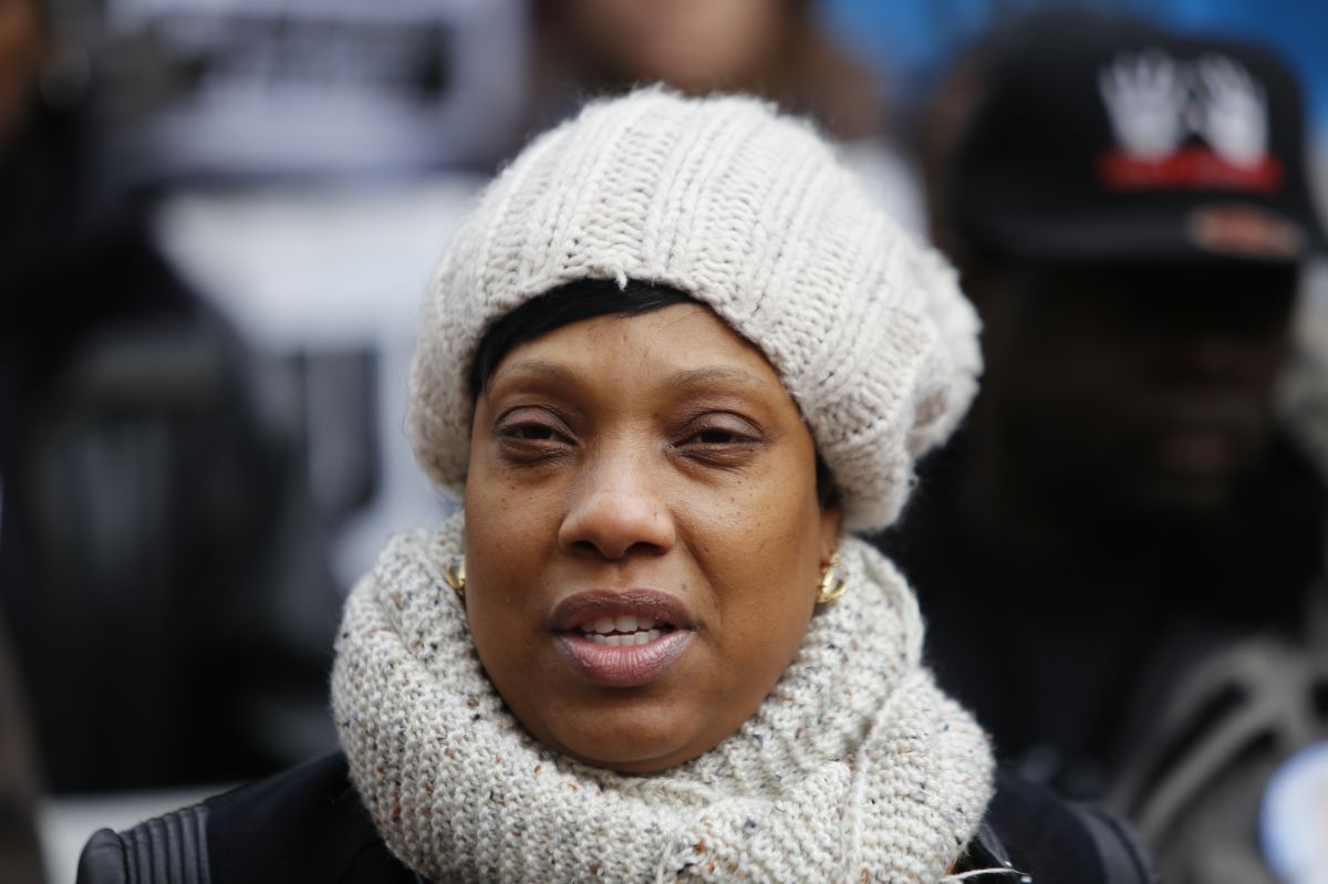 Constance Malcolm, mother of Ramarley Graham, at rally. The...