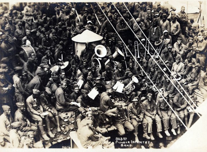 African American band members on the U.S.S. Philippine.