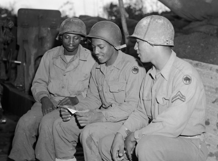 Troops Seated, Reading Letter