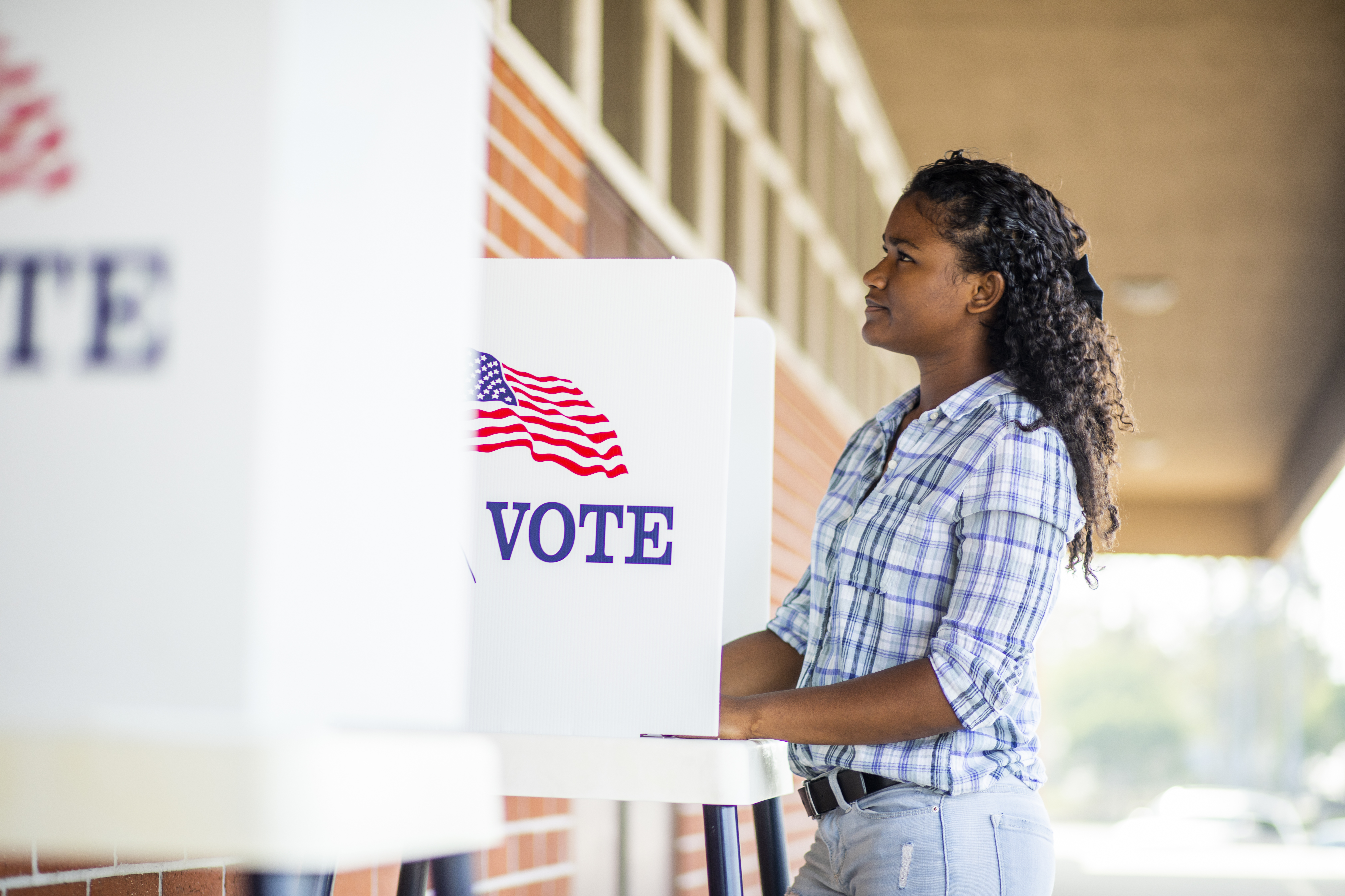 Beautiful Young Black Girl Voting