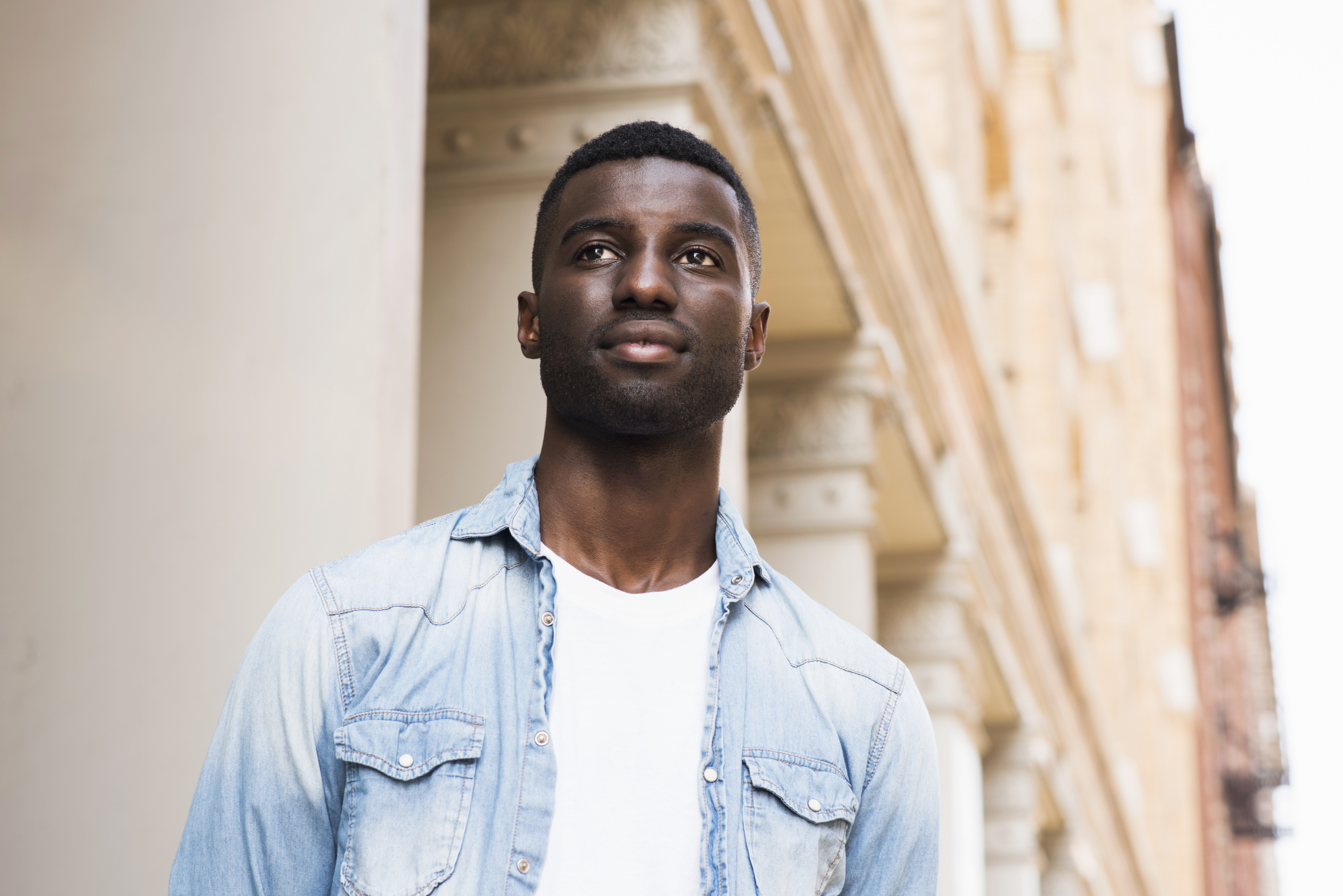 Young man in streets of New York, US