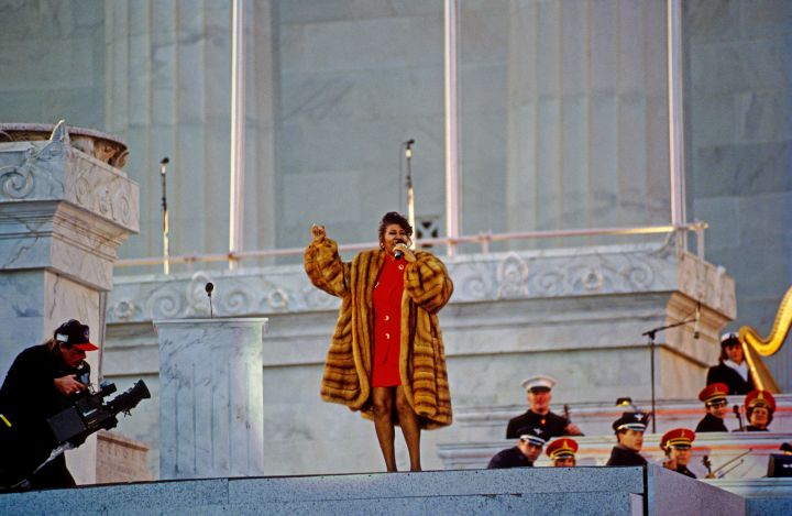 Aretha Franklin performs at the Lincoln Memorial