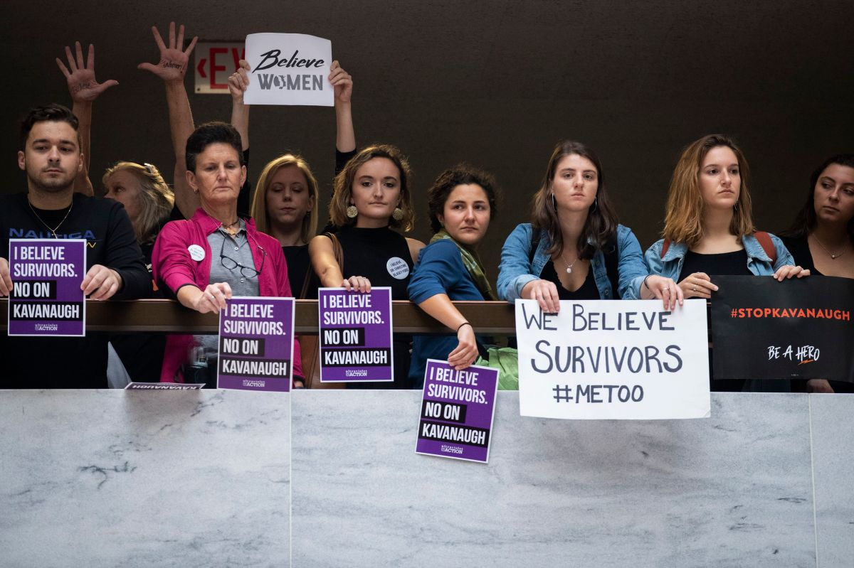 Protesters Demonstrate Against Supreme Court Nominee Brett Kavanaugh On Day Of Hearing With His Accuser Dr. Christine Blasey Ford