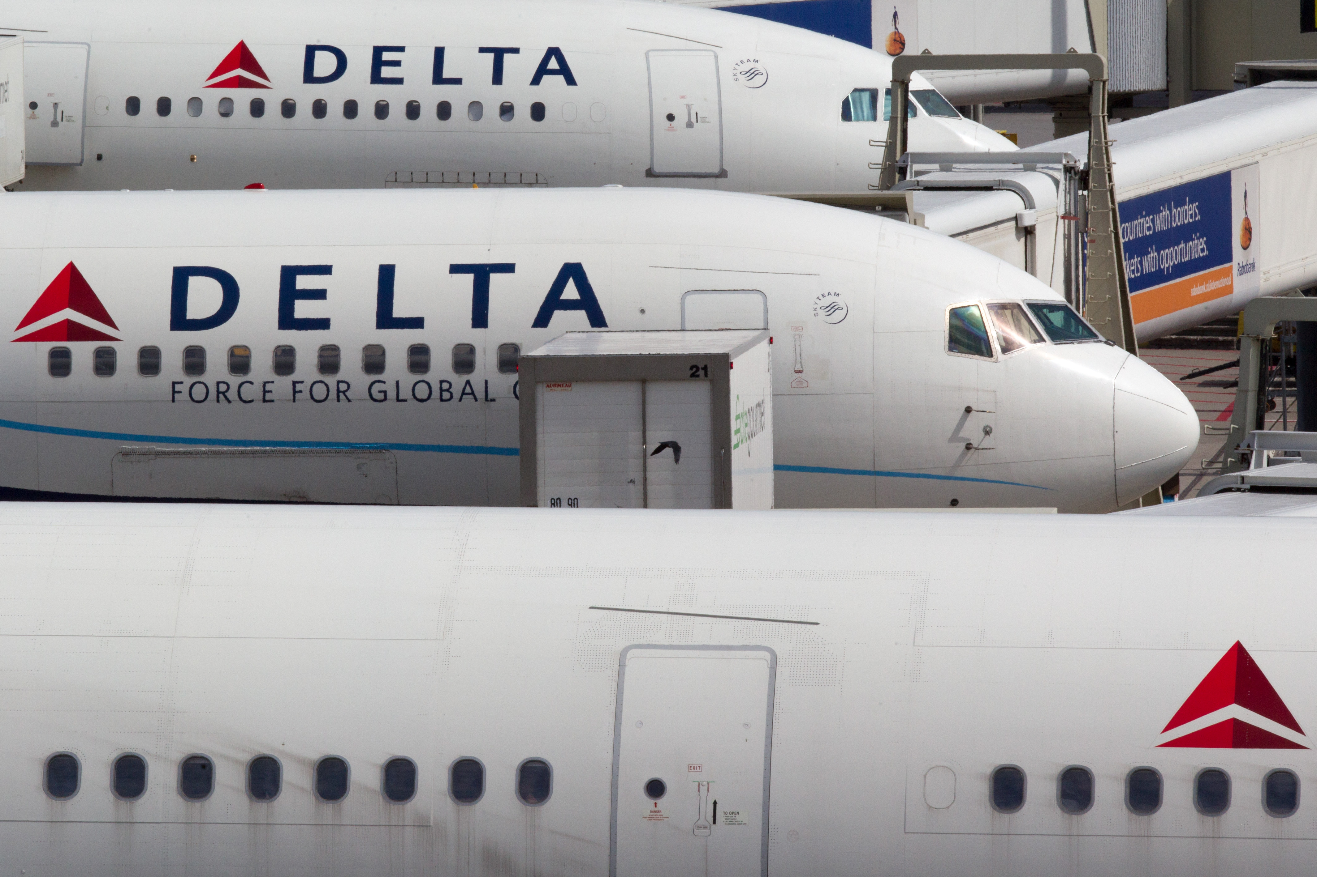 Civil airliners of Delta Airlines at Schiphol airport