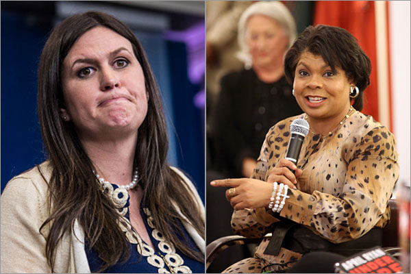 Sarah Sanders and April Ryan composite photo