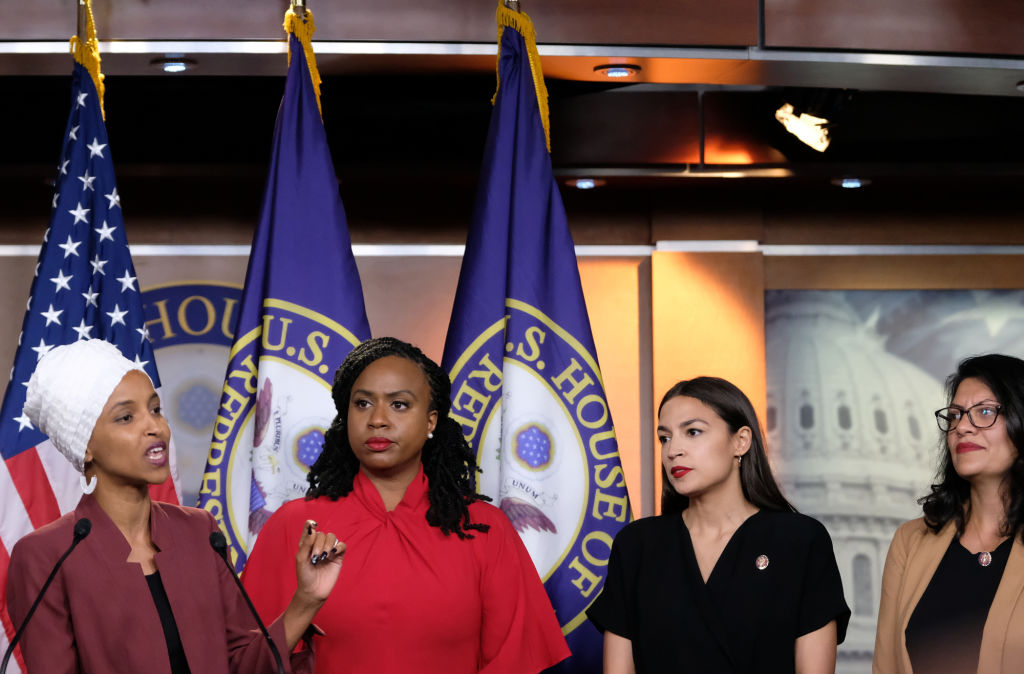 Congresswomen Ocasio-Cortez, Tlaib, Omar, And Pressley Hold News Conference After President Trump Attacks Them On Twitter