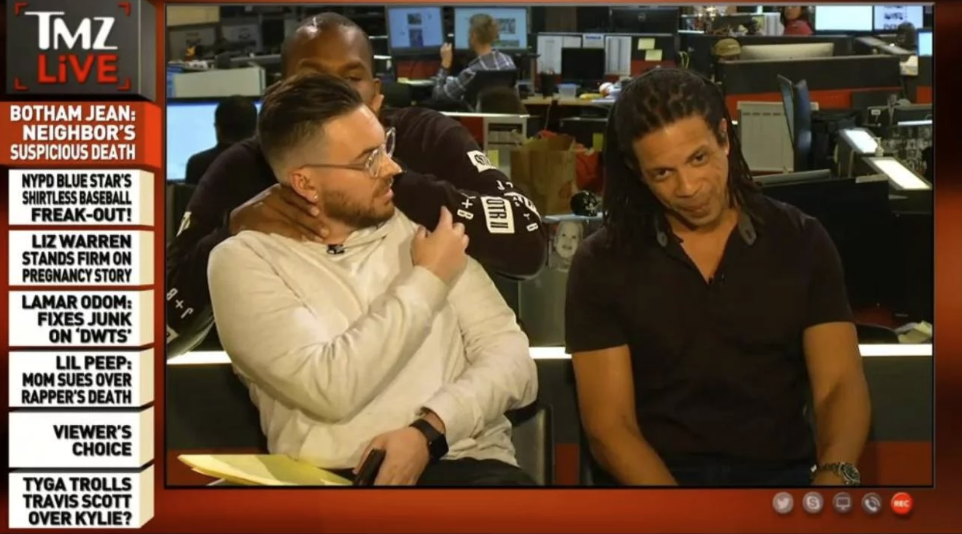 Van Lathan choking Michael Babcock on TMZ Live
