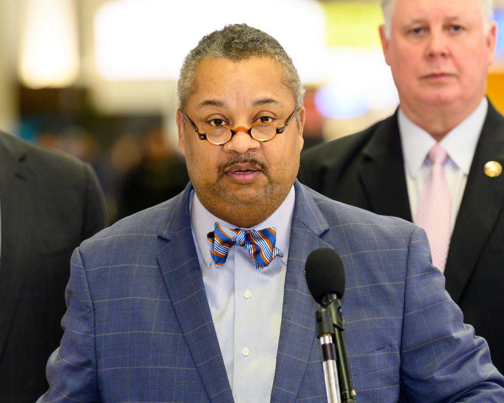 U.S. Representative Donald Payne, Jr. (D-NJ) seen speaking...