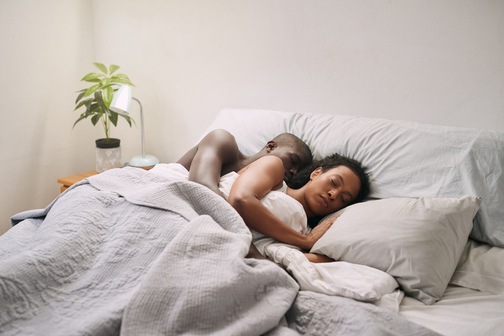 Lovers sleeping tight... stress