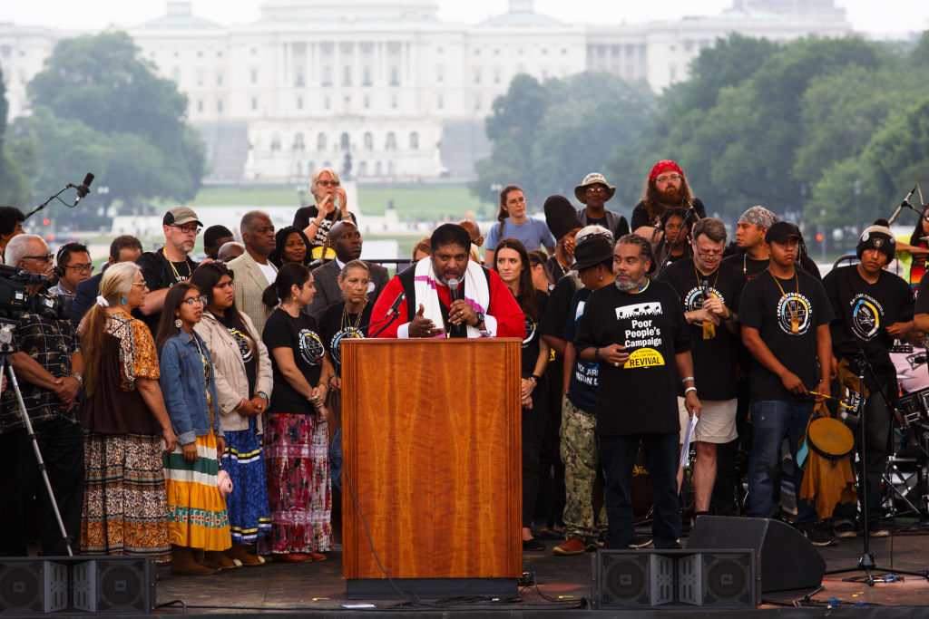 WASHINGTON, DC - JUNE 23: The Rev. William Barber speaks to th