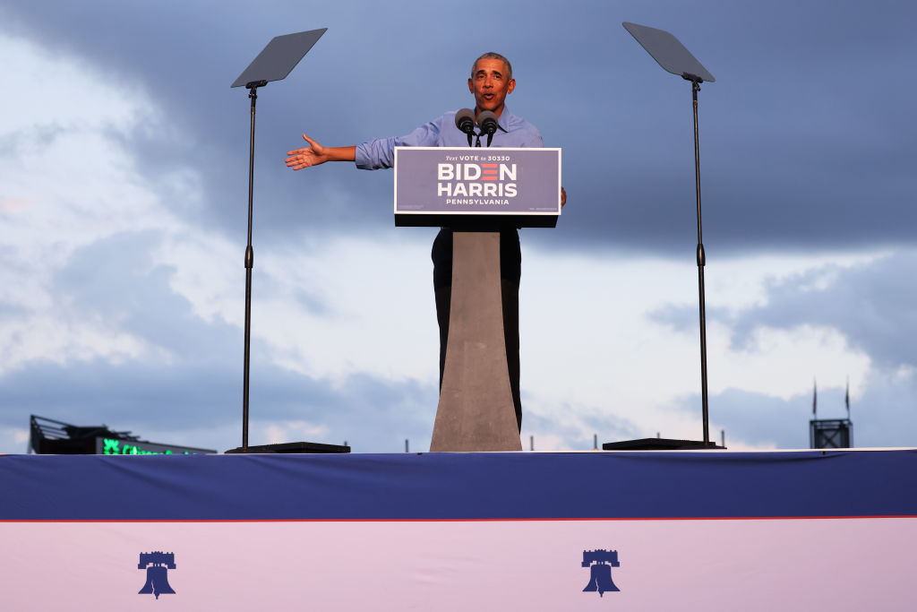 Former President Barack Obama Campaigns For Candidate Joe Biden In Philadelphia