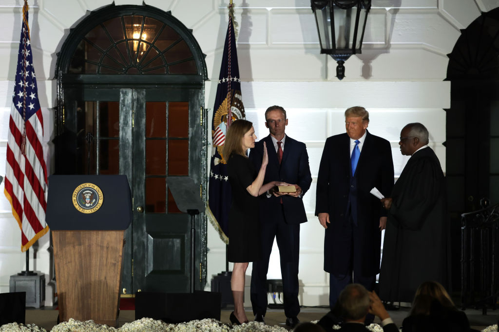 Amy Coney Barrett Is Sworn-In As New Supreme Court Justice At The White House