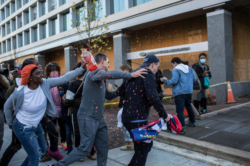 A supporter of Donald Trump is attacked by anti-Trump...