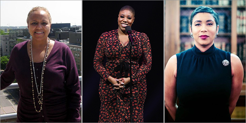 Kamala Harris' senior staff: Tina Flournoy, chief of staff; Symone Sanders, Senior Advisor/Spokeswoman; and Ashley Etienne, Communications Director