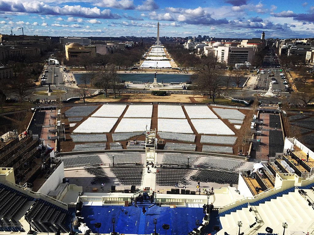 WASHINGTON, DC- JANUARY 18: The American Flag flies above the C