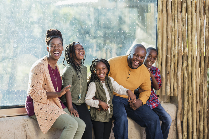 African-American family visiting the zoo