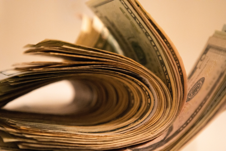 large wad of u.s. paper bills