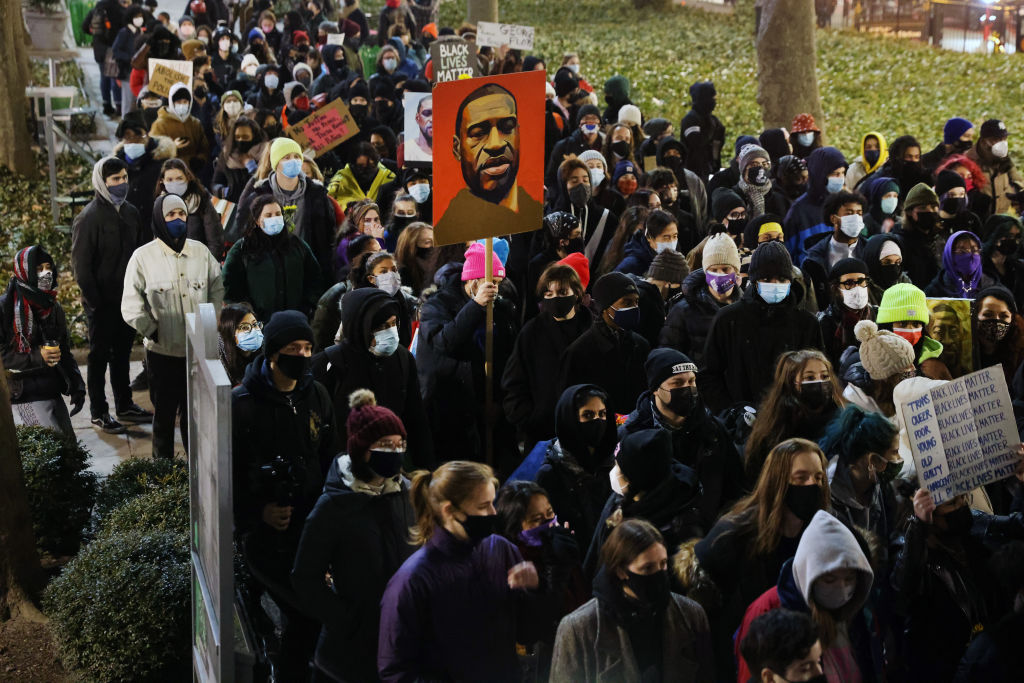 Justice For George Floyd Rally Held In New York As Derek Chauvin Trial Begins