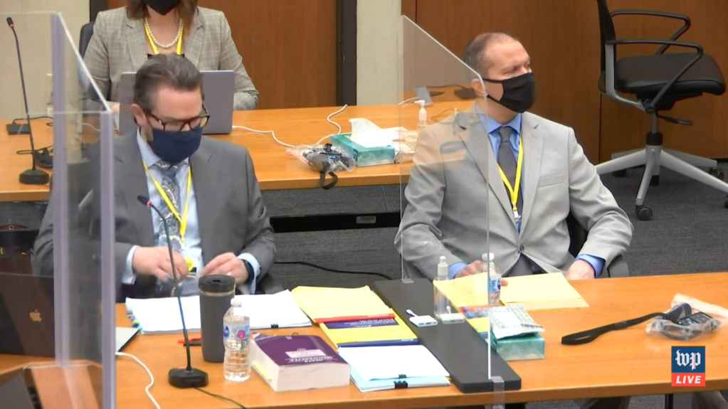 Derek Chauvin in court or murder trial