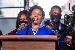 Breonna Taylor's mother Tamika Palmer speaks during the...