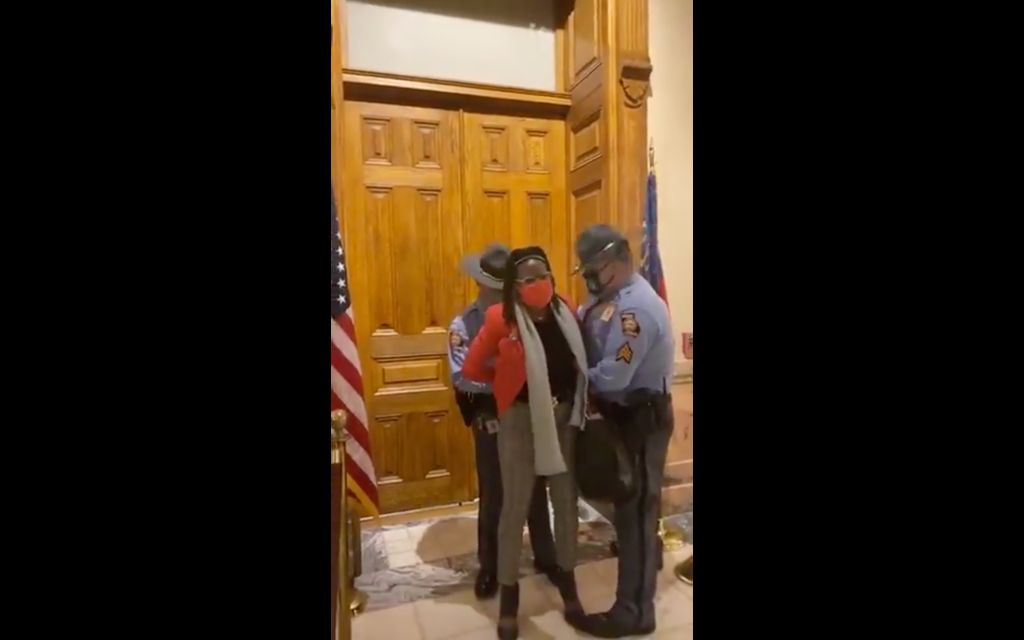 Georgia State Rep. Park Cannon being arrested