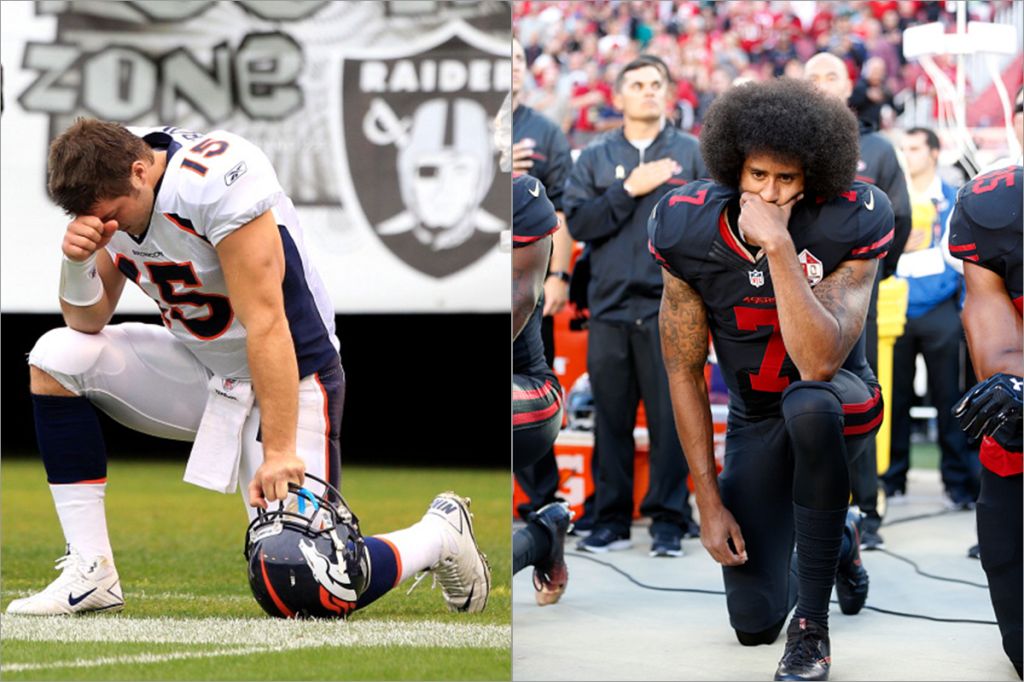Tim Tebow and Colin Kaepernick kneeling