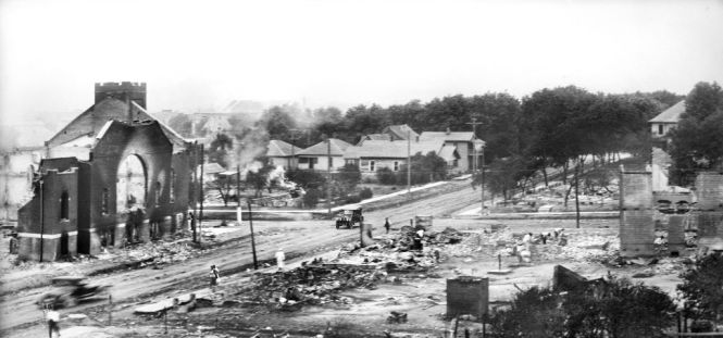 Part of Greenwood District burned in Race Riots, Tulsa, Oklahoma, USA,American National Red Cross Photograph Collection, June 1921