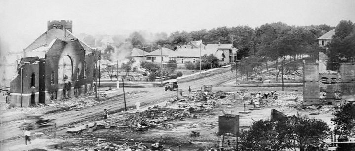 Part of Greenwood District burned in Race Riots, Tulsa, Oklahoma, USA, June 1921