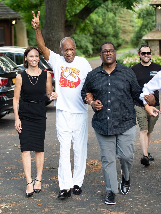 Bill Cosby Comes Out Of His Home To Talk To The Press With His Attorneys After Being Released From Prison In Pennsylvania