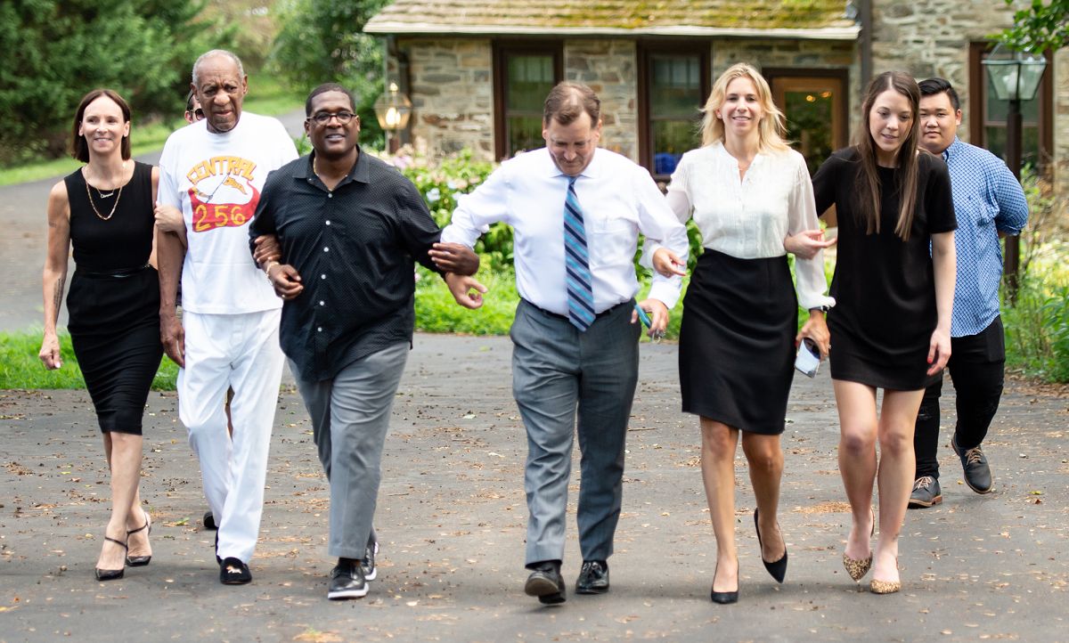 Bill Cosby Comes Out Of His Home To Talk To The Press With His Attorneys After Being Released From Prison In Pennsylvania