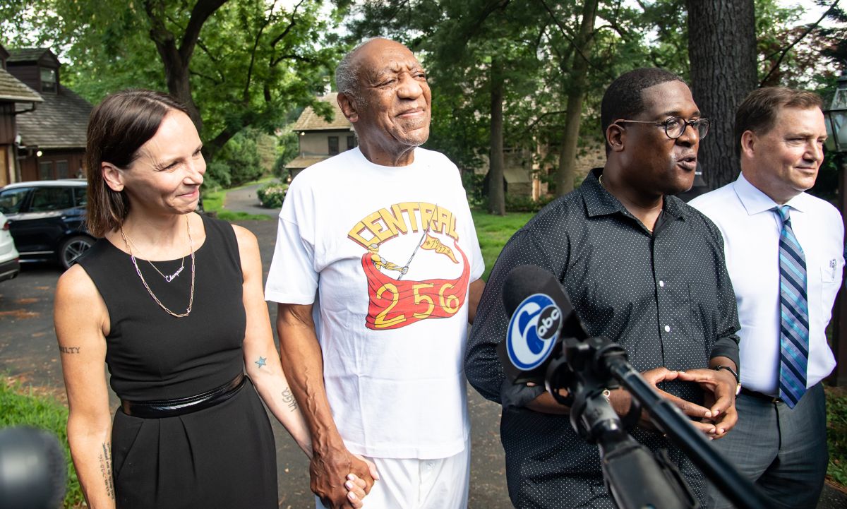 Bill Cosby Comes Out Of His Home To Talk To The Press With His Attorneys After Being Released From Prison In Pennsylvania